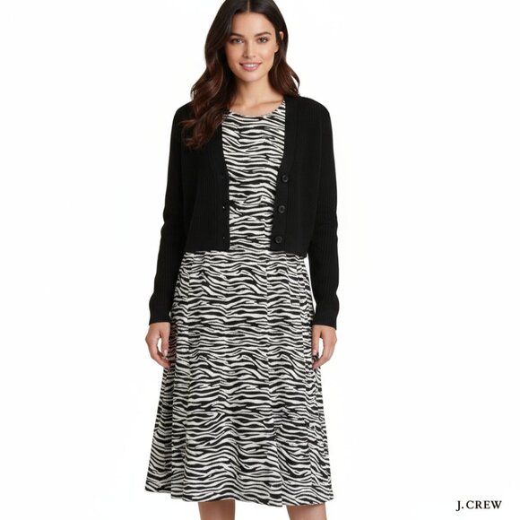 J. Crew Tiered Midi Dress Sleeveless Zebra Print 4 NWT - Picture 4 of 13